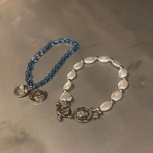 Elegant Blue and Silver Women's Bracelet Set